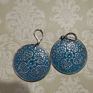 Blue and Silver Floral Earrings